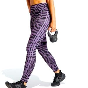 Adidas Training Tights in Shadow Violet/Black Print Large